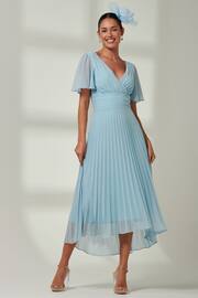 Jolie Moi Blue Elene Pleated High Low Chiffon Maxi Dress - Image 4 of 6