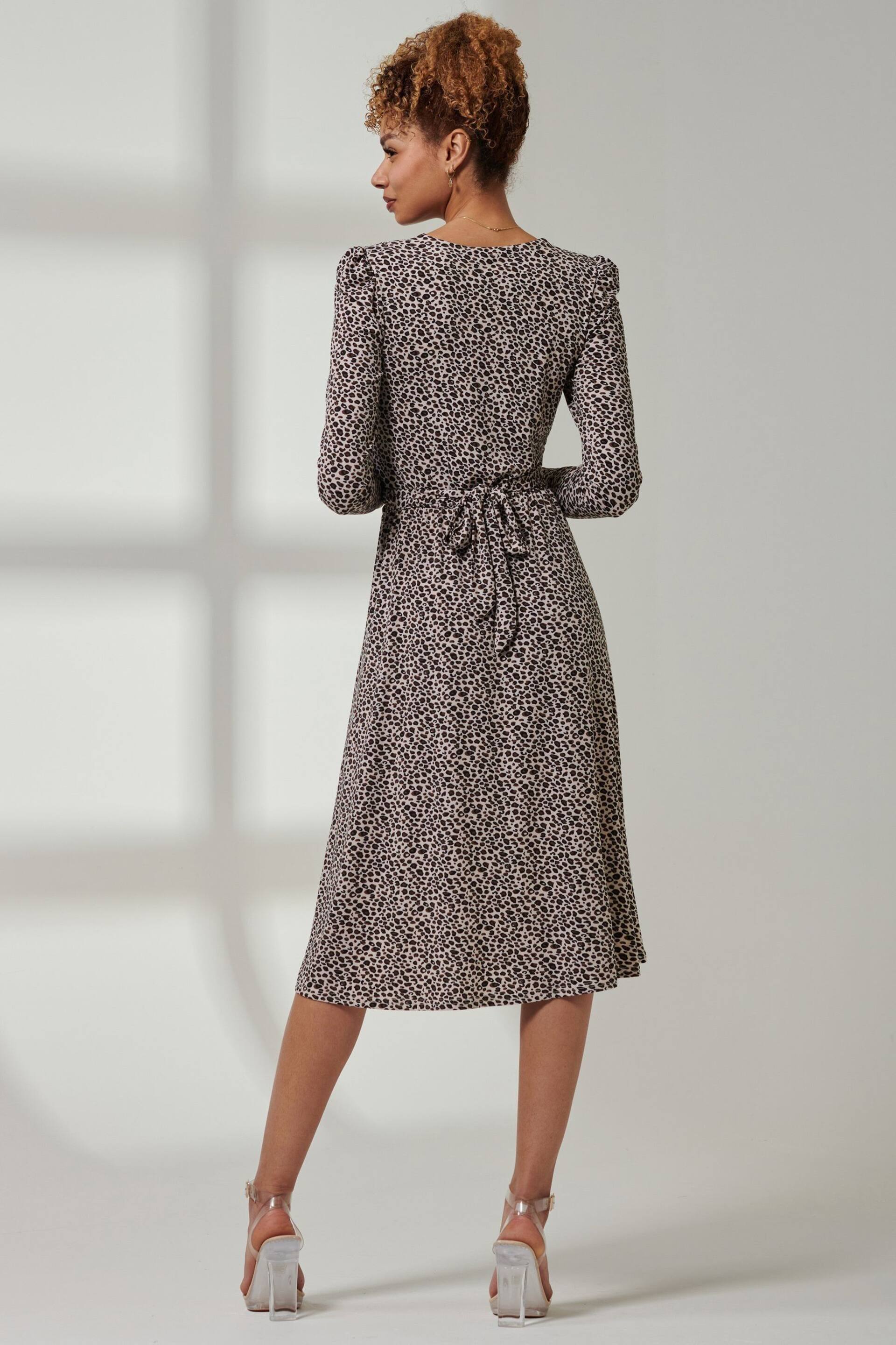 Jolie Moi Animal Print Rafella Long Sleeve Midi Dress - Image 2 of 6