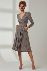 Jolie Moi Animal Print Rafella Long Sleeve Midi Dress - Image 4 of 6