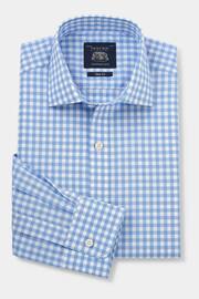The Savile Row Company Slim Fit Blue Single Cuff Savile Row Check Shirt - Image 4 of 6