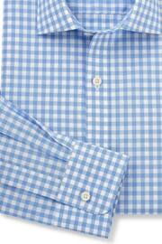 The Savile Row Company Slim Fit Blue Single Cuff Savile Row Check Shirt - Image 6 of 6