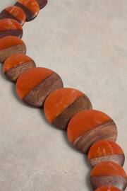 White Stuff Orange Resin Wood Mix Necklace - Image 2 of 2