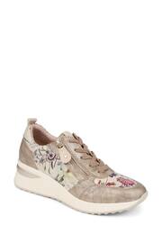 Pavers Gold Floral Accent Cushioned Sole Trainers - Image 2 of 5