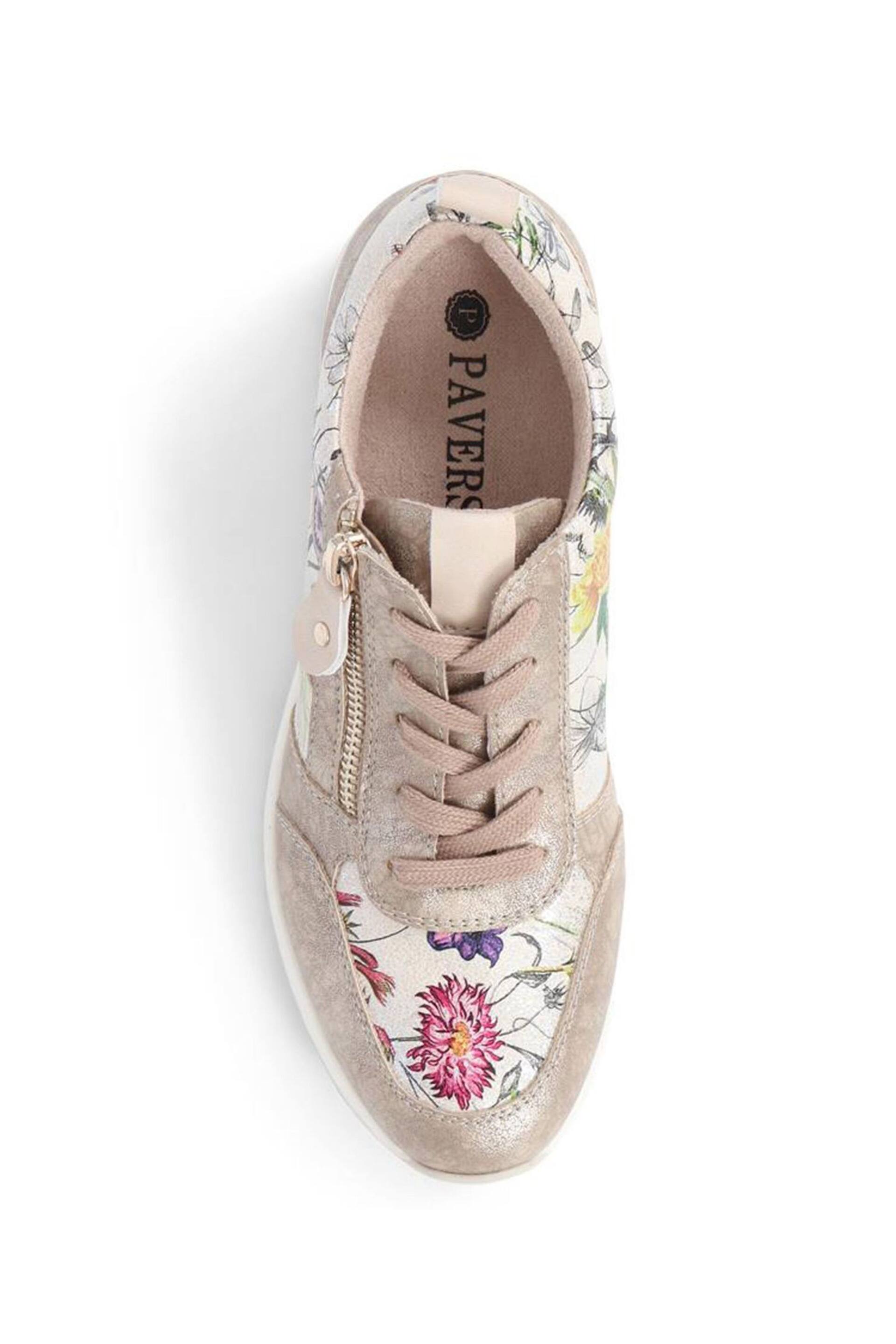 Pavers Gold Floral Accent Cushioned Sole Trainers - Image 4 of 5