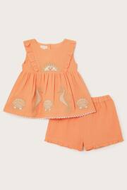 Monsoon Orange Baby Sealife Embroidered Top & Shorts Set - Image 1 of 3