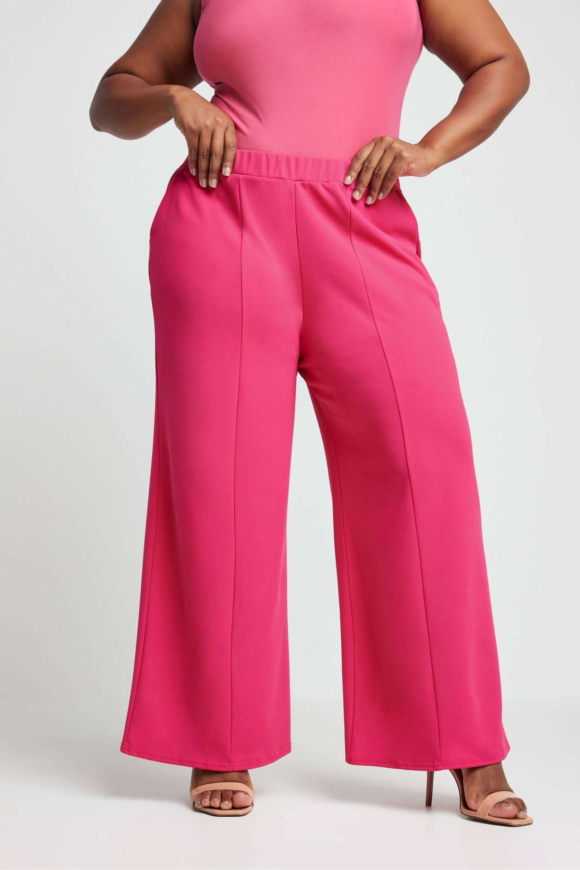 Yours Curve Pink LIMITED COLLECTION Curve Pink Wide Leg Trousers - Image 1 of 5
