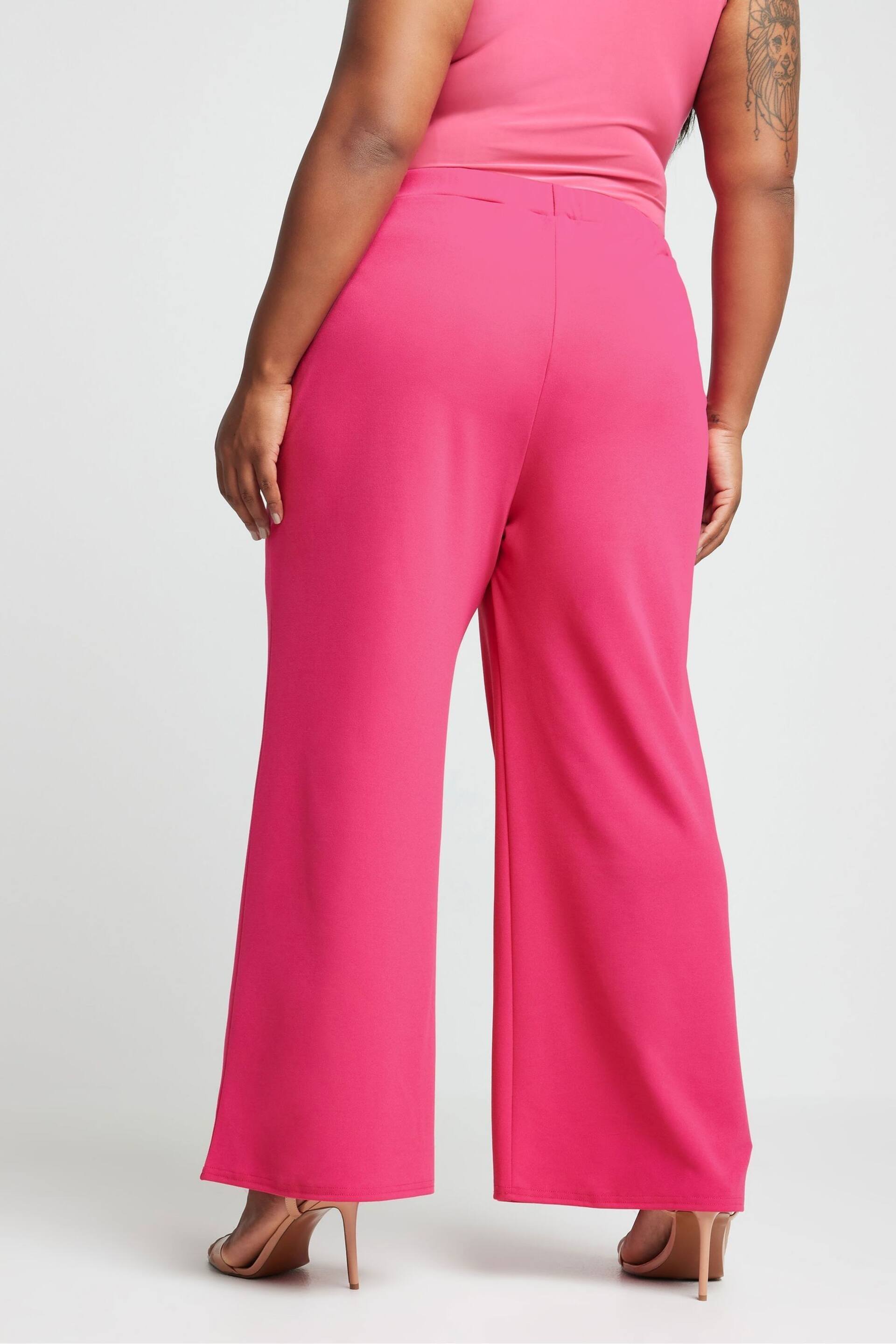 Yours Curve Pink LIMITED COLLECTION Curve Pink Wide Leg Trousers - Image 3 of 5