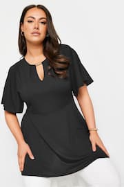 Yours Curve Black YOURS Curve Green Metal Trim Peplum Top - Image 1 of 6