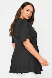 Yours Curve Black YOURS Curve Green Metal Trim Peplum Top - Image 3 of 6