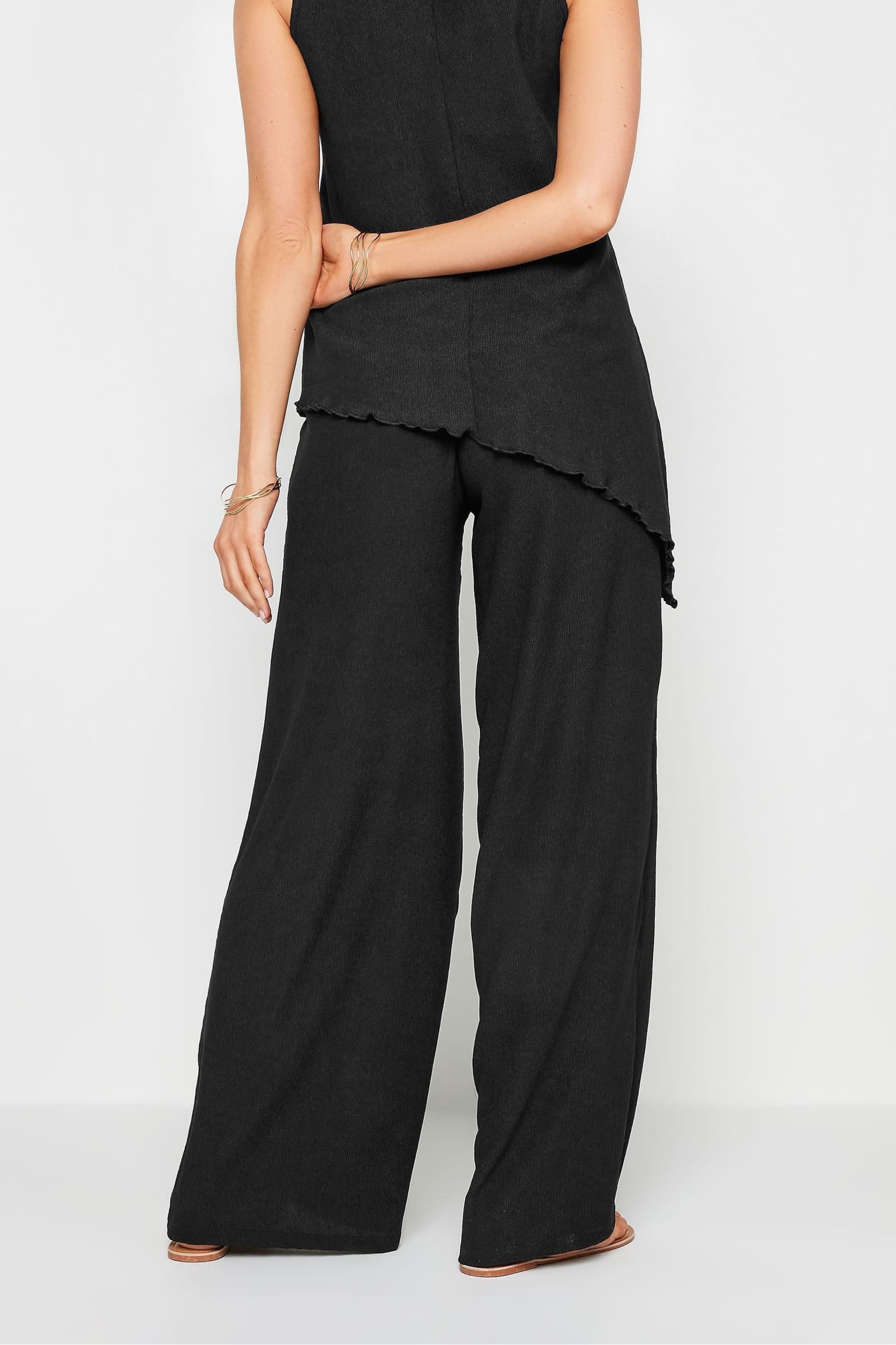 Long Tall Sally Blue Long Tall Sally Textured Wide Leg Trousers - Image 3 of 4
