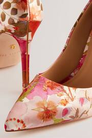 Ted Baker Cream Floral High Heeled Caaraa Pumps With River Of Gold Heel - Image 4 of 5