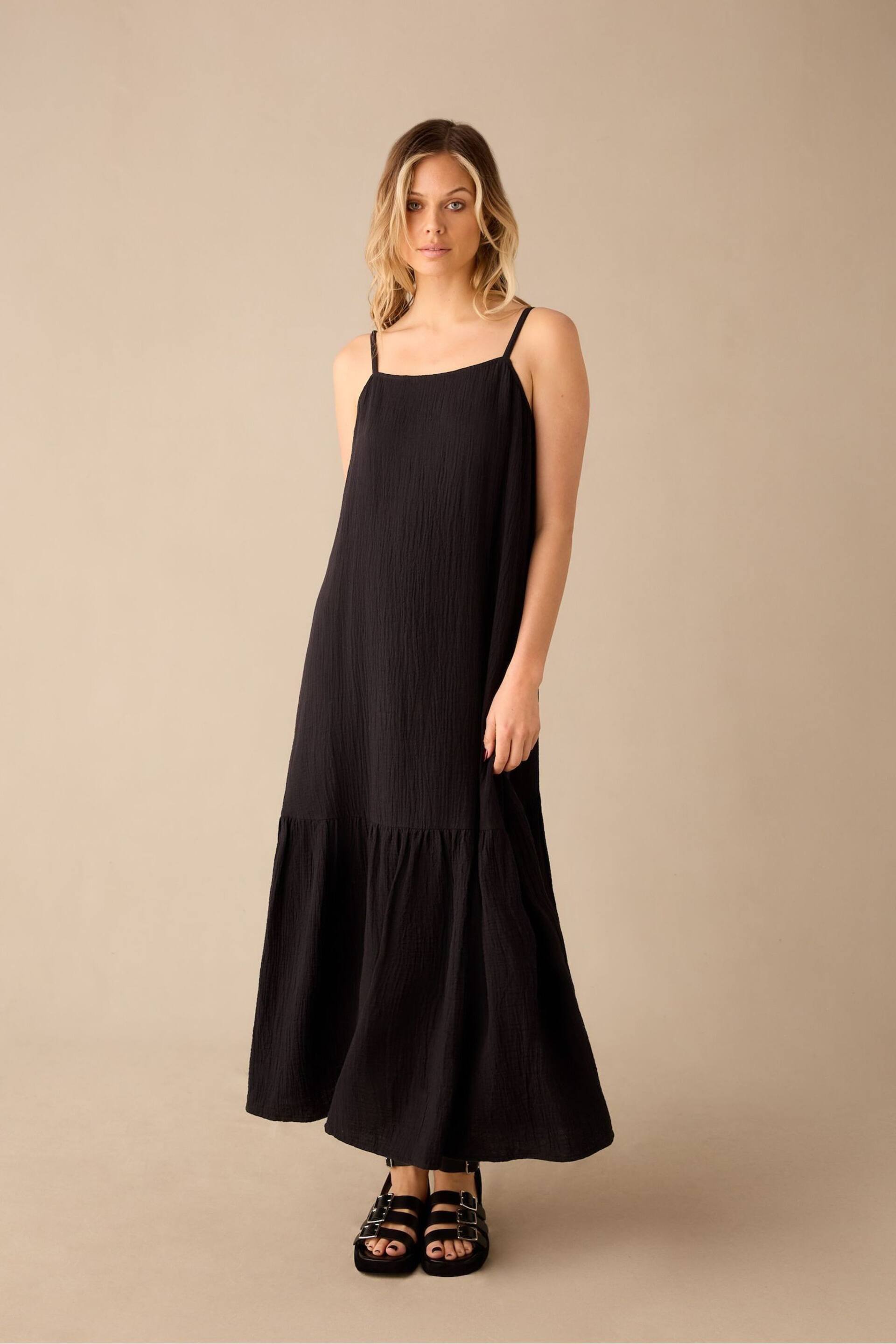 Ro&Zo Black Tiered Hem Strappy Cheesecloth Dress - Image 3 of 5