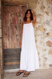 Ro&Zo White Tiered Hem Strappy Cheesecloth Dress - Image 1 of 5
