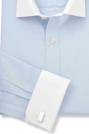 The Savile Row Company Slim Blue Contrast Collar Double Cuff Shirt - Image 4 of 4