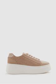 Reiss Blush Cassidy Leather Suede Lattice Trainers - Image 1 of 5