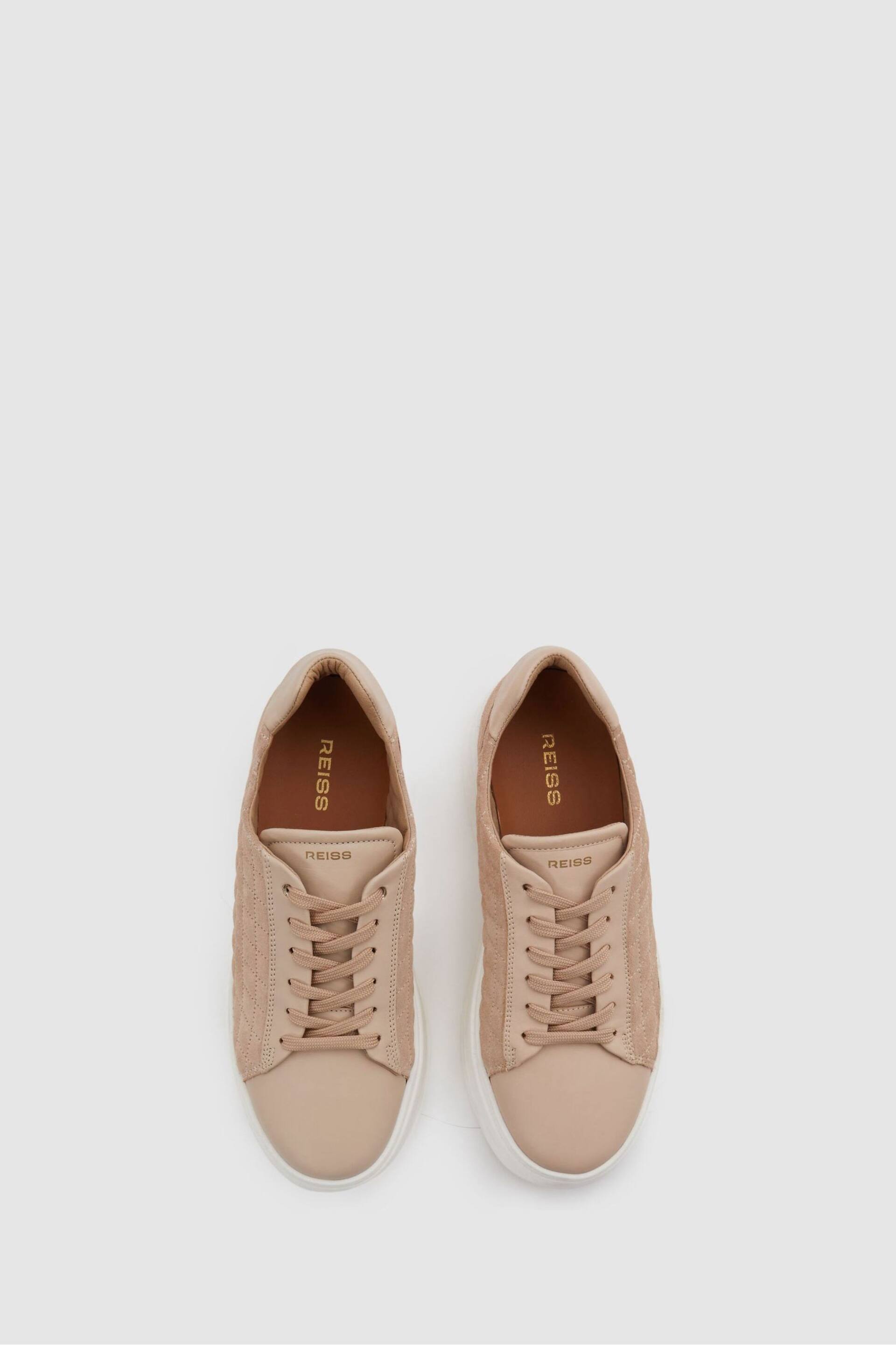 Reiss Blush Cassidy Leather Suede Lattice Trainers - Image 3 of 5