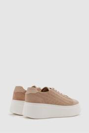 Reiss Blush Cassidy Leather Suede Lattice Trainers - Image 4 of 5