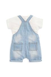 Mamas & Papas Blue Denim Dungaree 2 Piece Set - Image 2 of 5