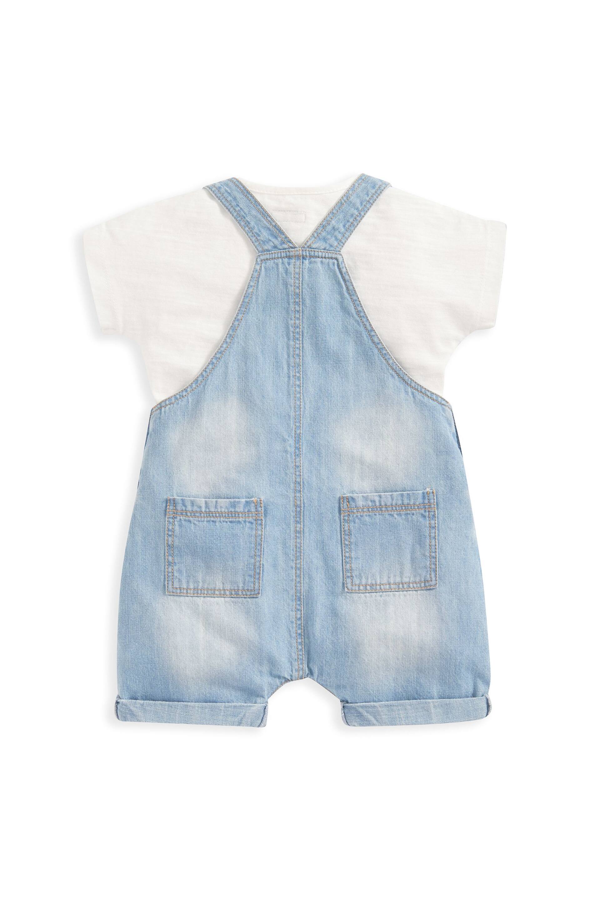 Mamas & Papas Blue Denim Dungaree 2 Piece Set - Image 2 of 5