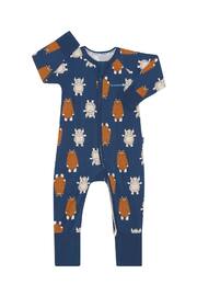 Bonds Blue Monster Print Zip Sleepsuit - Image 1 of 4