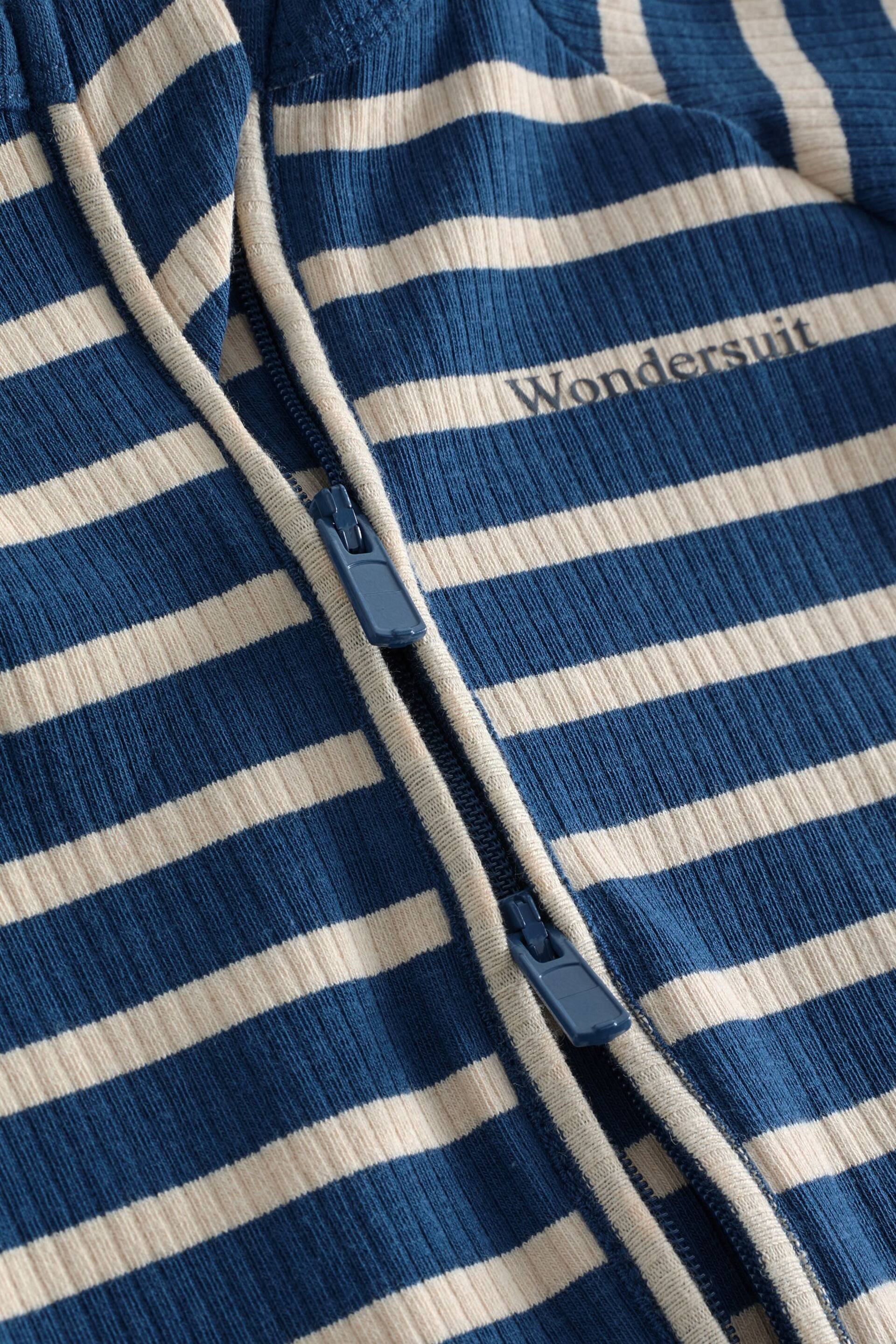 Bonds Blue Easy Stripe Zip Sleepsuit Wondersuit - Image 4 of 4