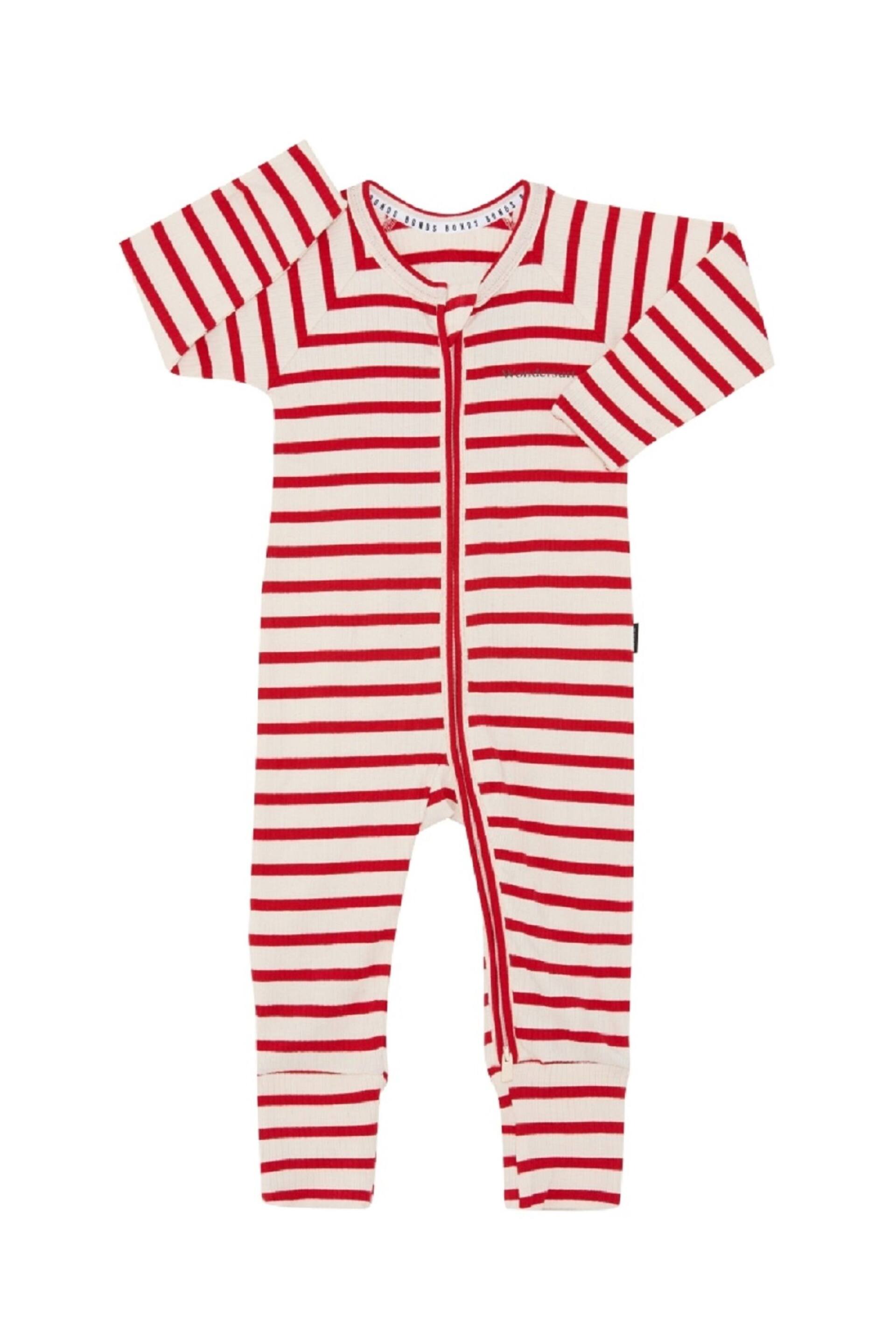Bonds Red Easy Stripe Zip Sleepsuit Sleepsuit - Image 1 of 6