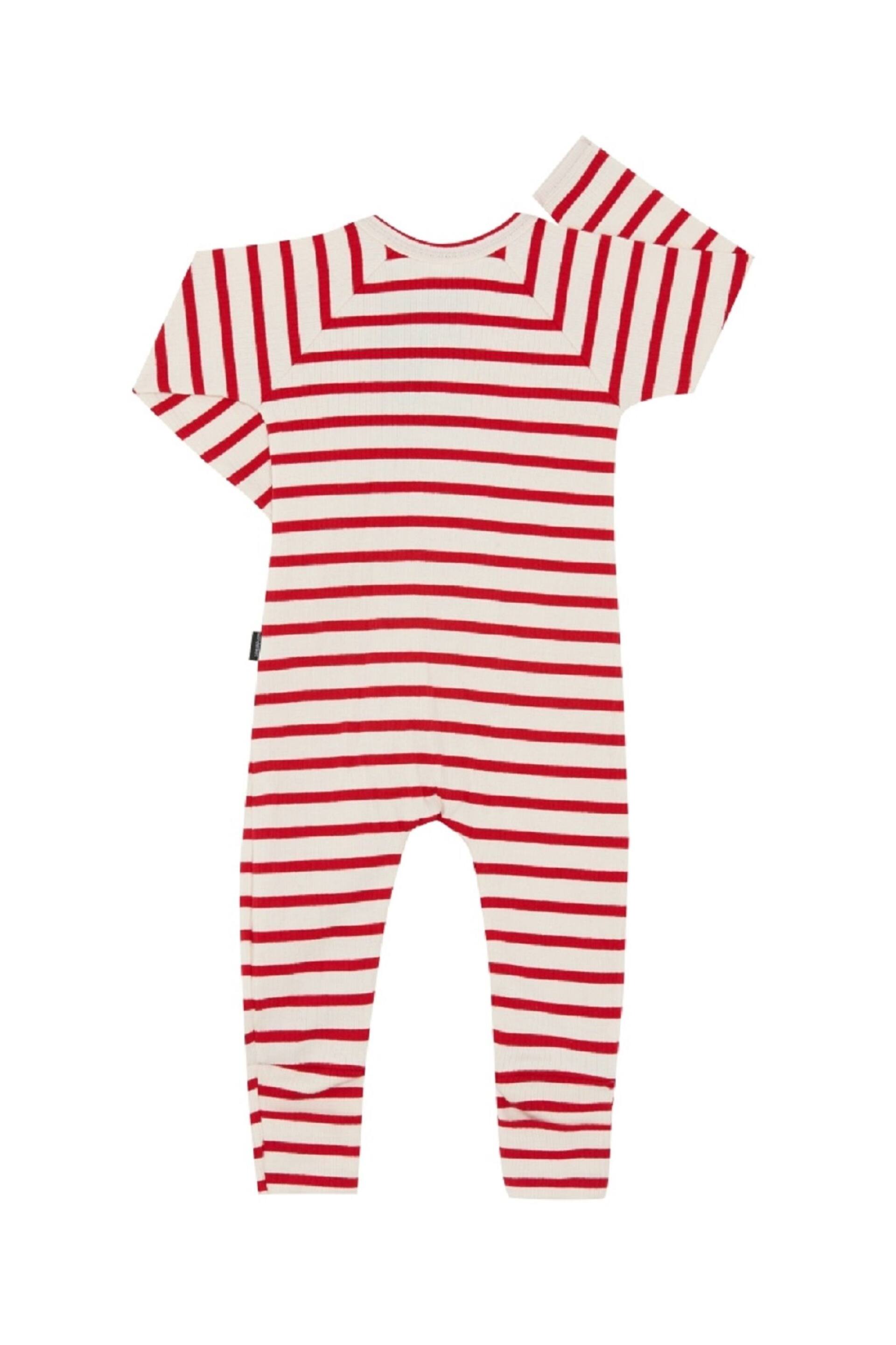 Bonds Red Easy Stripe Zip Sleepsuit Sleepsuit - Image 2 of 6