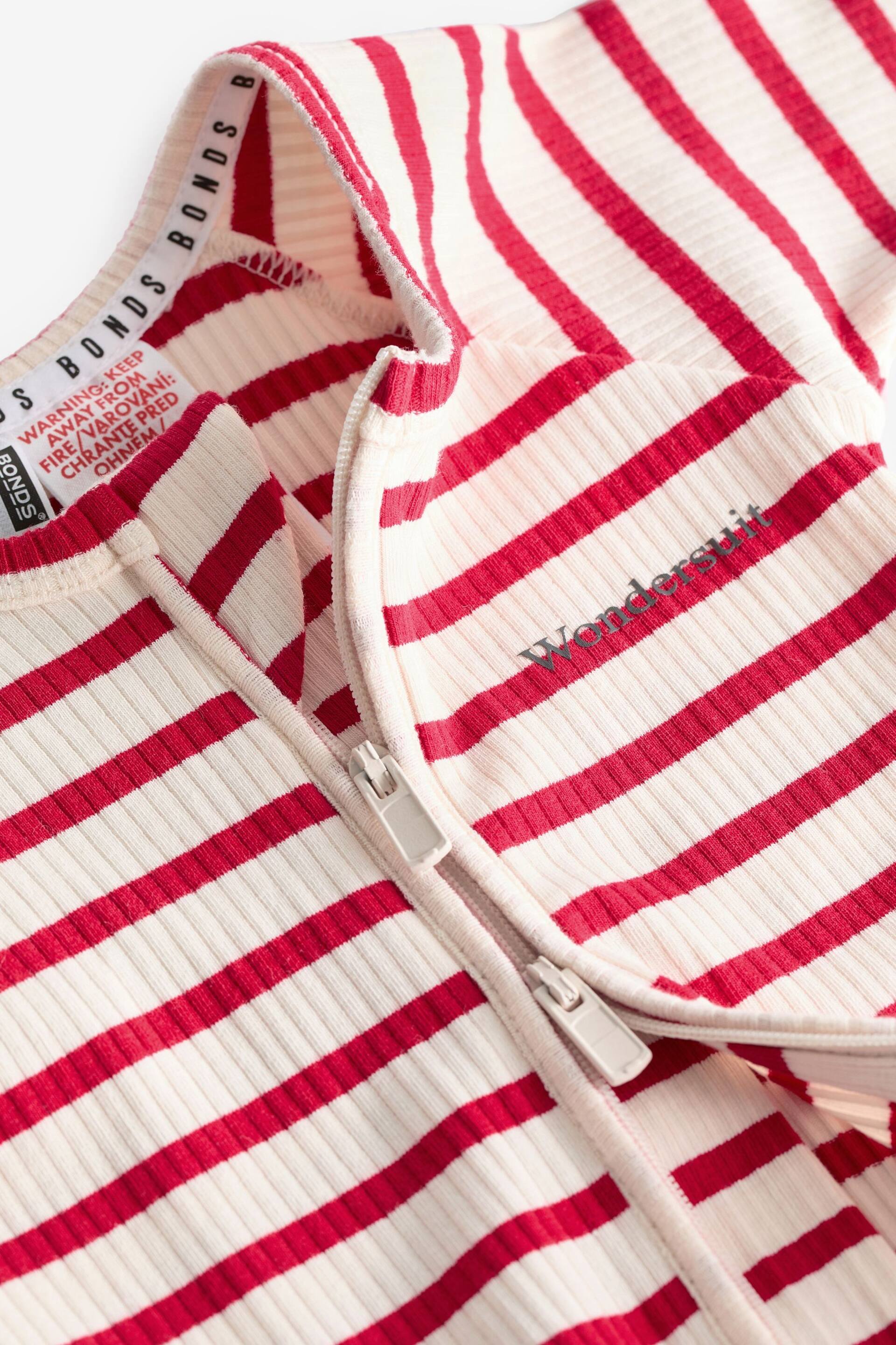 Bonds Red Easy Stripe Zip Sleepsuit Sleepsuit - Image 4 of 6