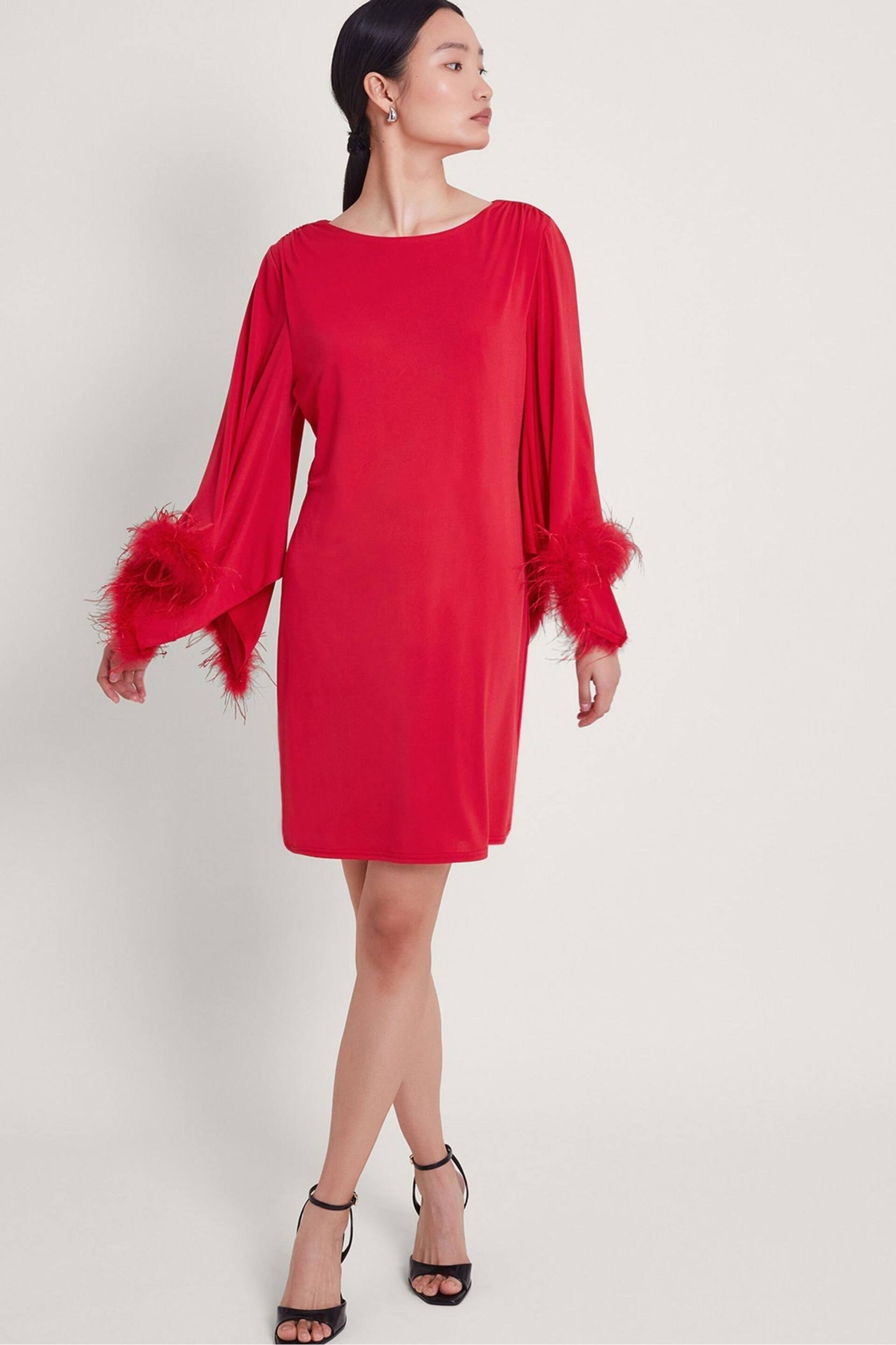 Monsoon Red Fi Feather Tunic Dress - Image 1 of 4