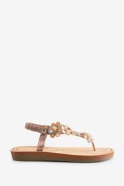 Yours Curve Gold Wide Fit Wide Fit Diamante Flower Sandals - Image 2 of 6