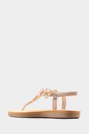 Yours Curve Gold Wide Fit Wide Fit Diamante Flower Sandals - Image 4 of 6