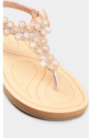 Yours Curve Gold Wide Fit Wide Fit Diamante Flower Sandals - Image 5 of 6