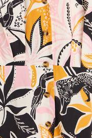 Oliver Bonas Pink And Orange Tropical Print Mini Black Shirt Dress - Image 6 of 8