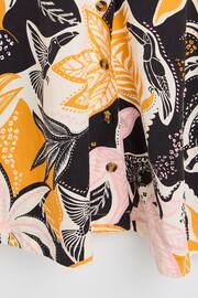 Oliver Bonas Pink And Orange Tropical Print Mini Black Shirt Dress - Image 8 of 8