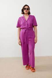 Oliver Bonas Purple Belted Linen Jumpsuit - Image 8 of 8