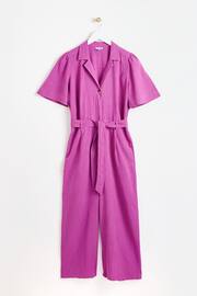Oliver Bonas Purple Belted Linen Jumpsuit - Image 1 of 8