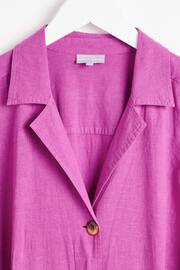 Oliver Bonas Purple Belted Linen Jumpsuit - Image 3 of 8