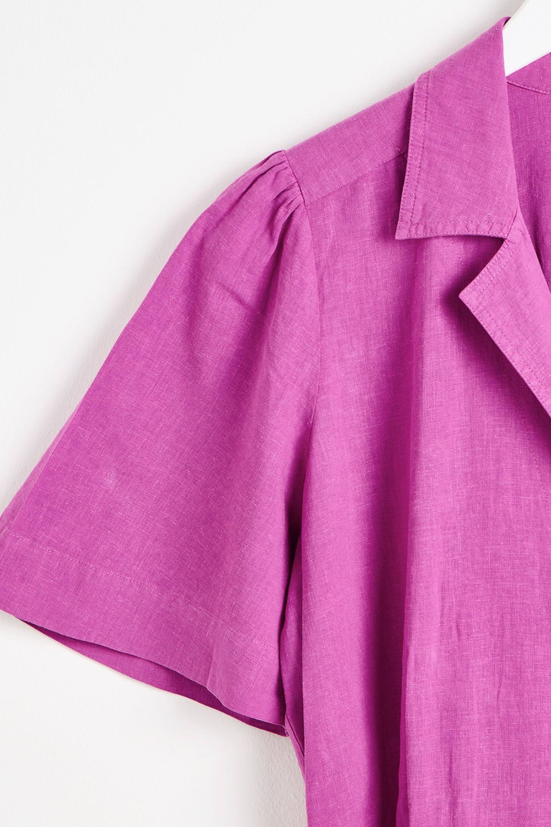 Oliver Bonas Purple Belted Linen Jumpsuit - Image 4 of 8