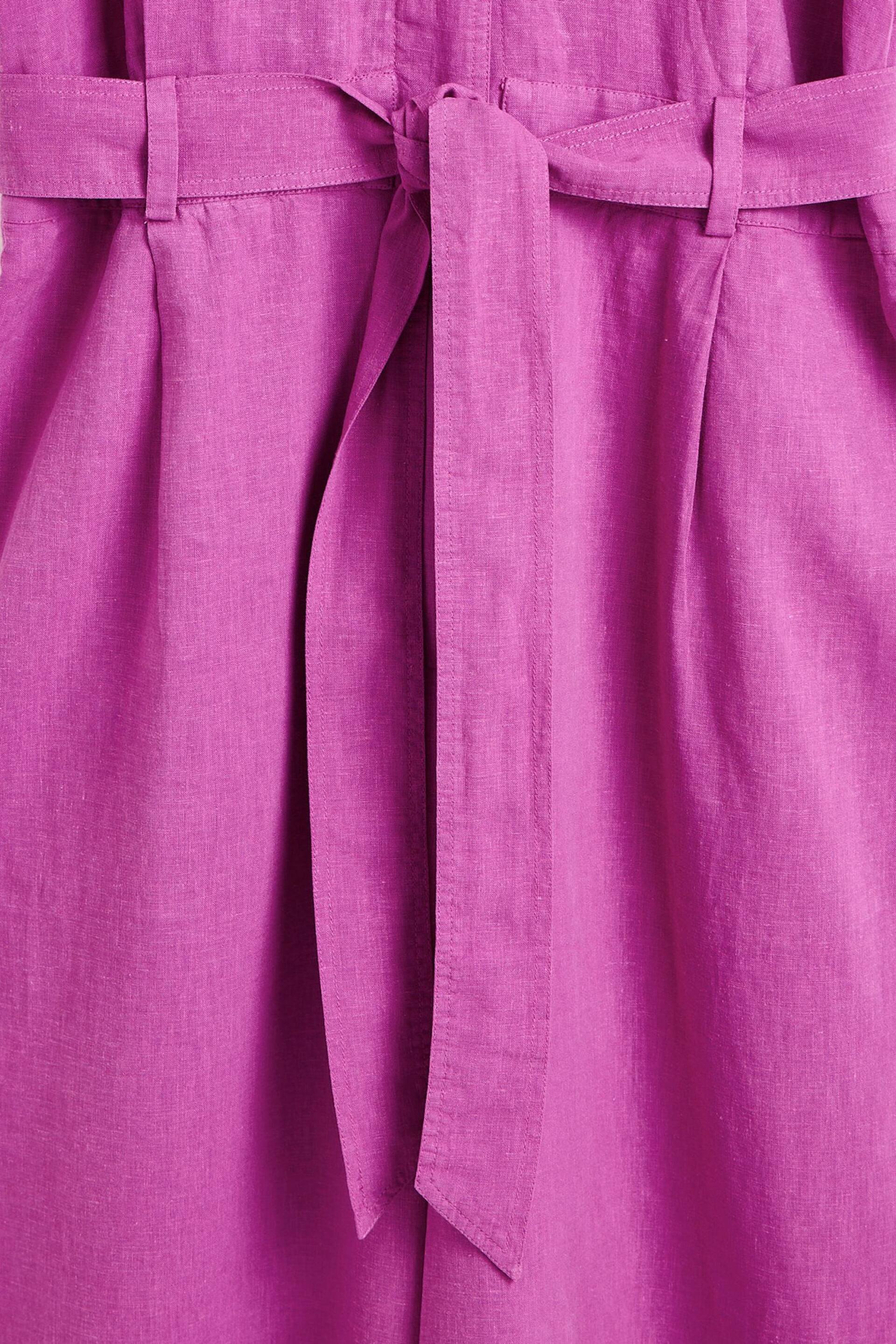 Oliver Bonas Purple Belted Linen Jumpsuit - Image 6 of 8