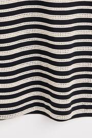 Oliver Bonas Stripe Ruched Sleeve Jersey Black Top - Image 5 of 5
