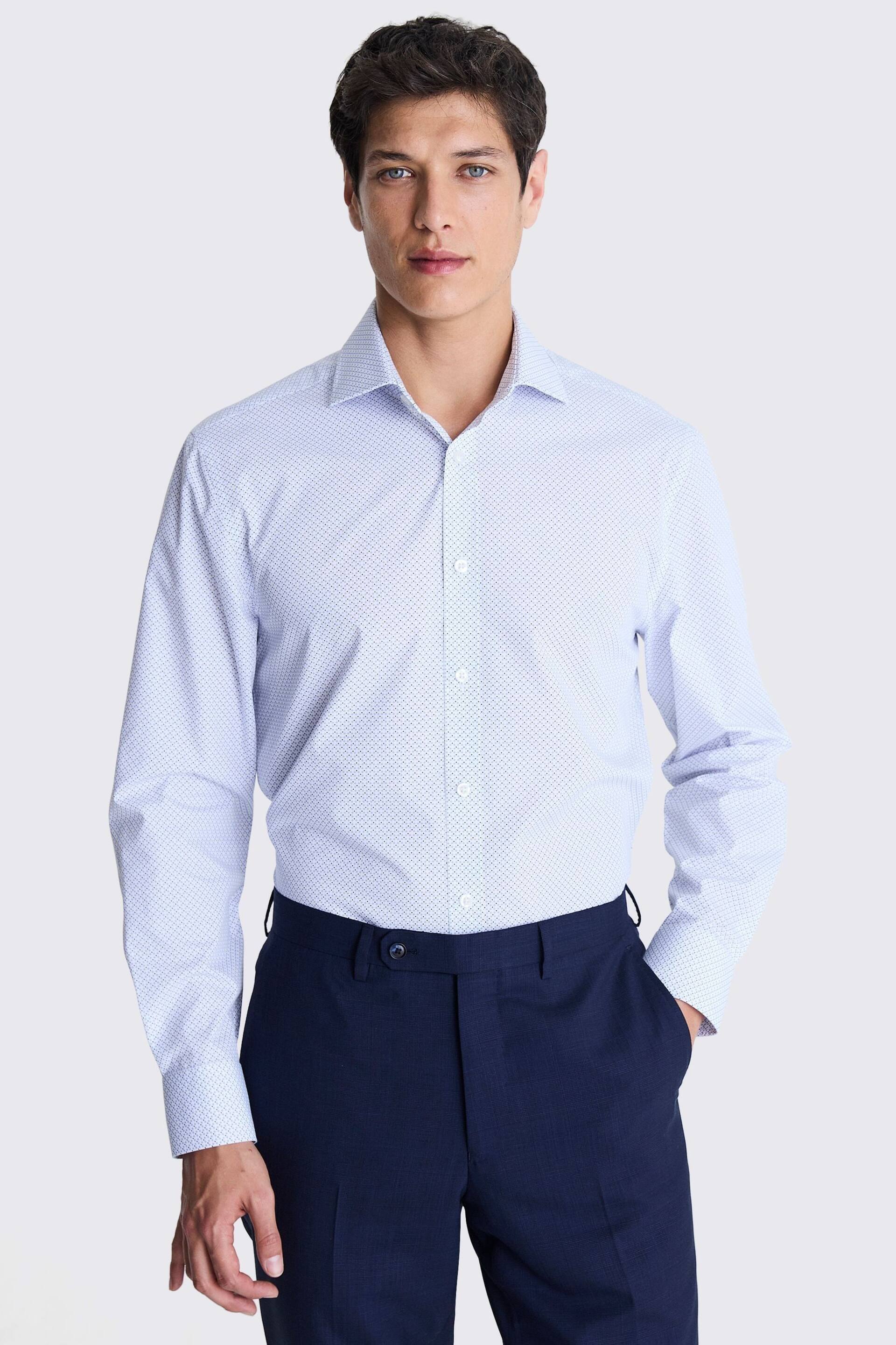 MOSS Regular Fit Single Cuff Printed White Shirt - Image 1 of 3