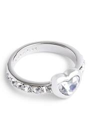 COACH Silver Tone Stone Heart Cocktail Ring - Image 1 of 2