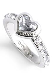 COACH Silver Tone Stone Heart Cocktail Ring - Image 2 of 2