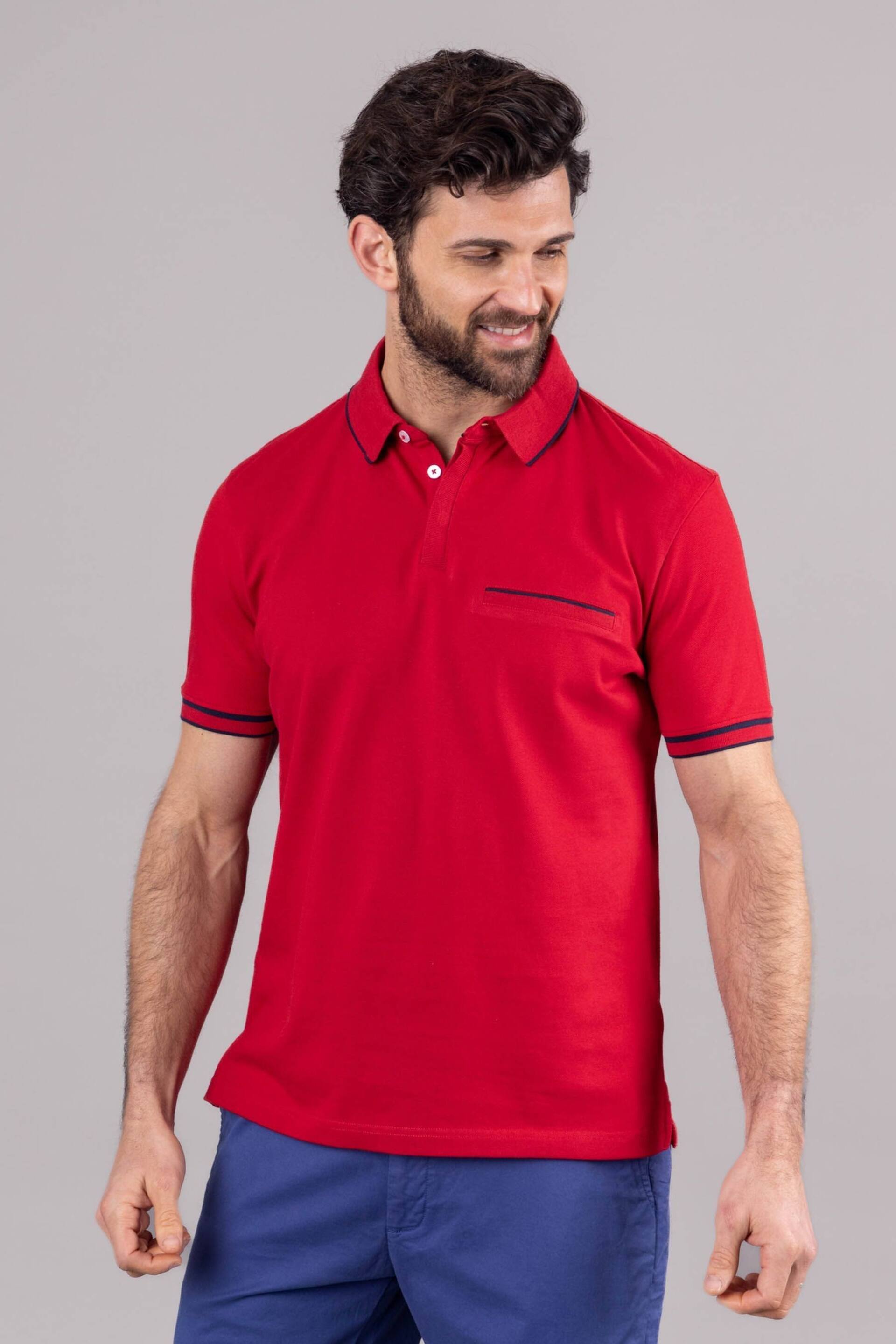 Lakeland Clothing Red Leon Cotton Blend Short Sleeve Polo Shirt - Image 1 of 4
