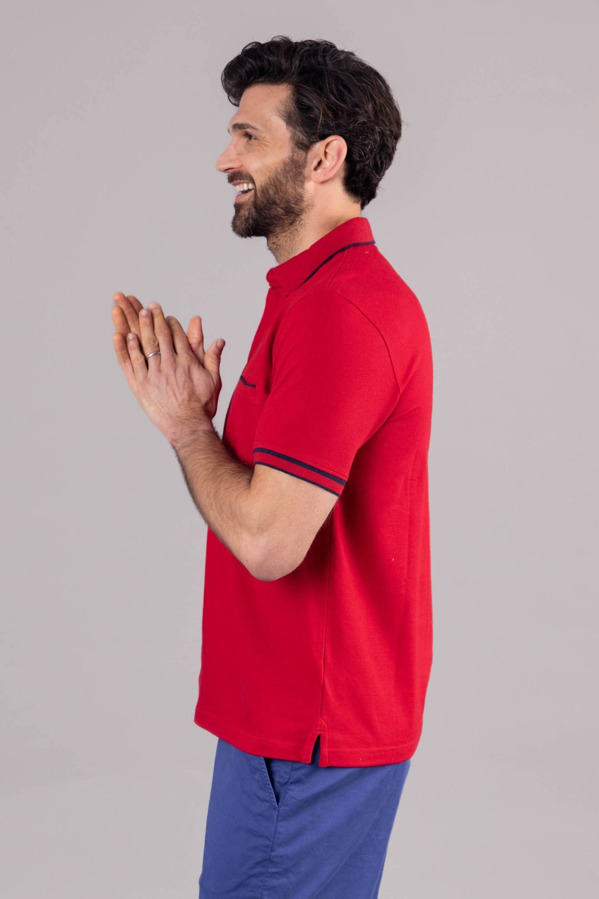 Lakeland Clothing Red Leon Cotton Blend Short Sleeve Polo Shirt - Image 2 of 4