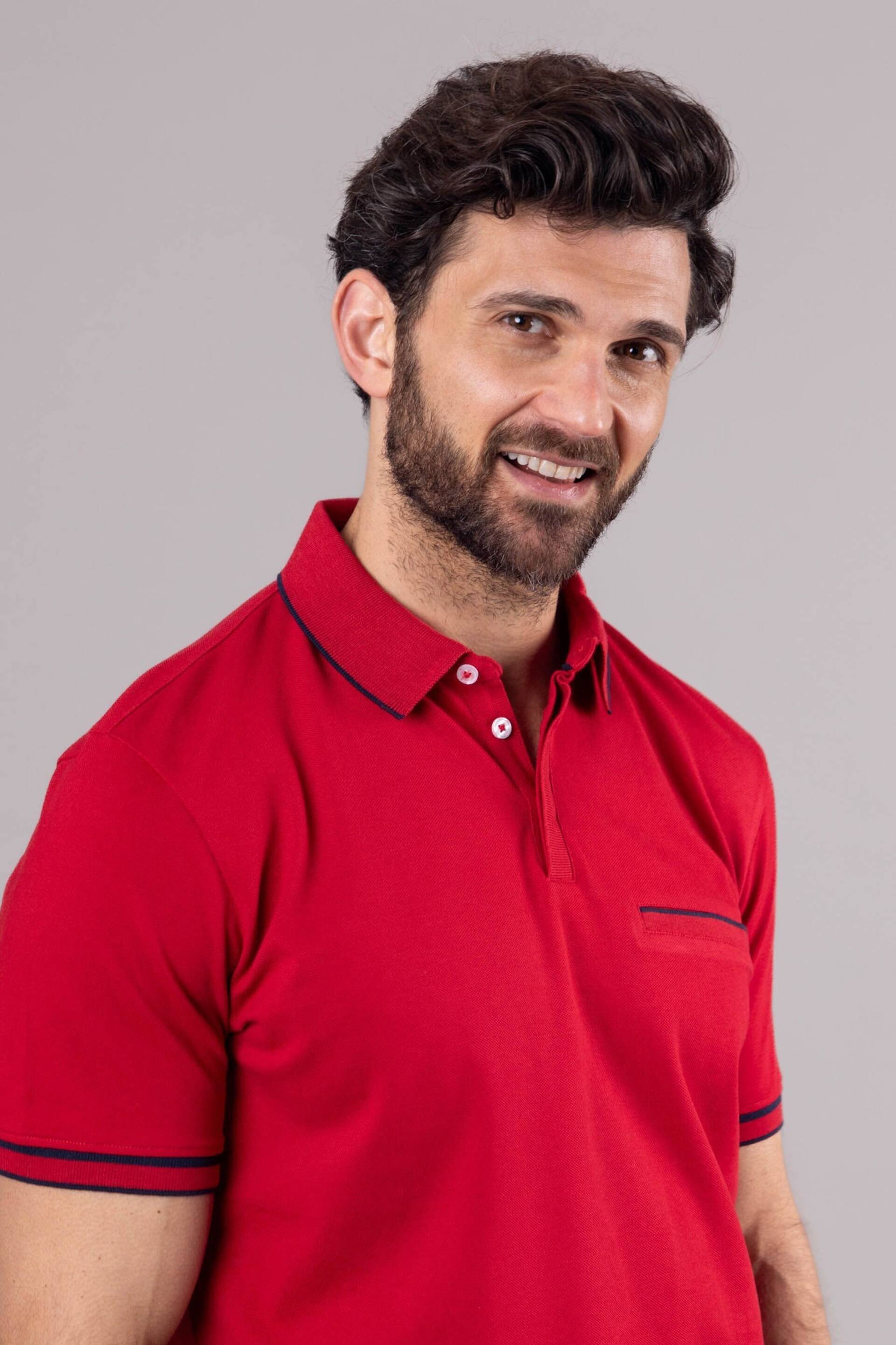 Lakeland Clothing Red Leon Cotton Blend Short Sleeve Polo Shirt - Image 3 of 4