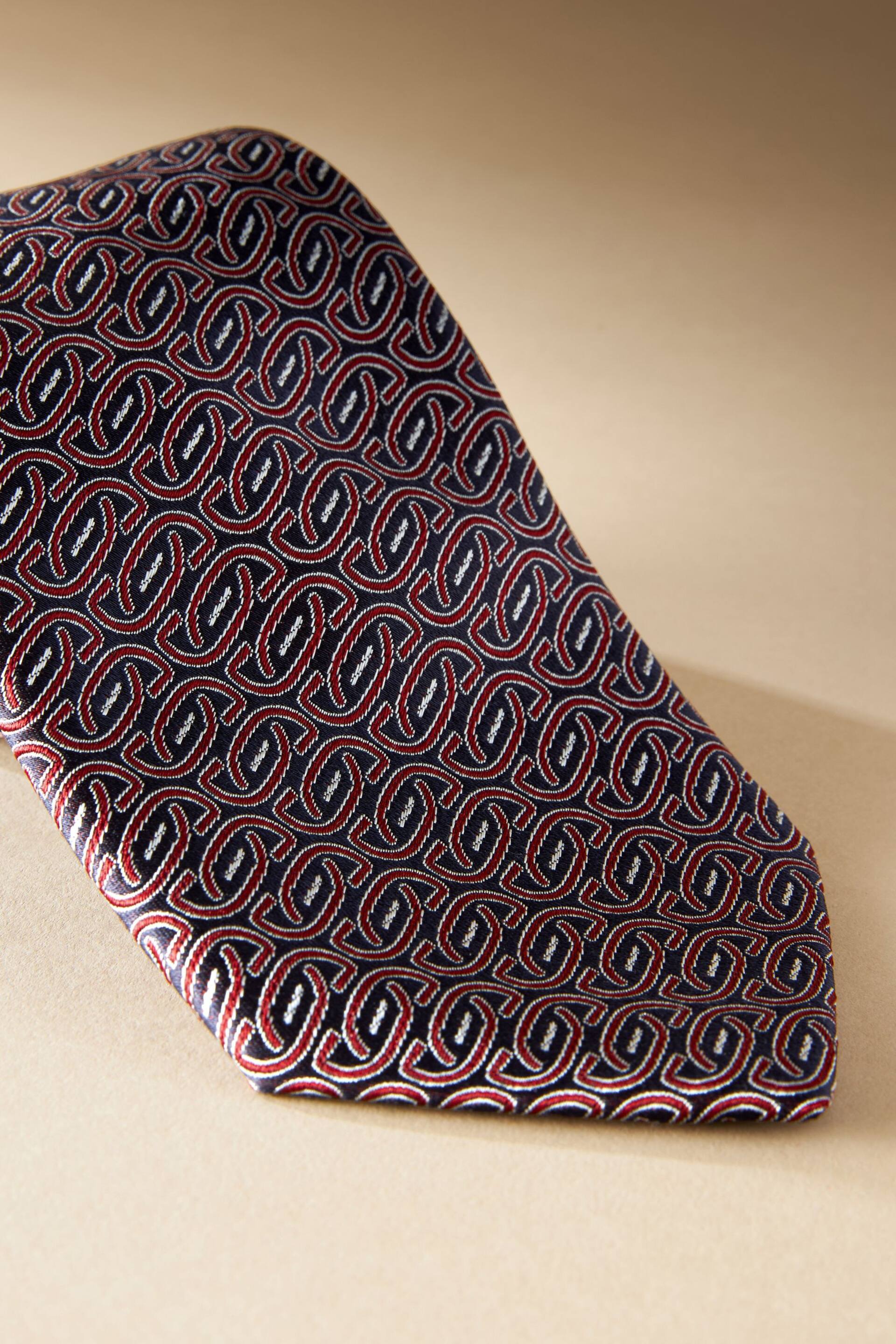 Navy Blue/Red Link Signature Made In Italy Tie - Image 2 of 3