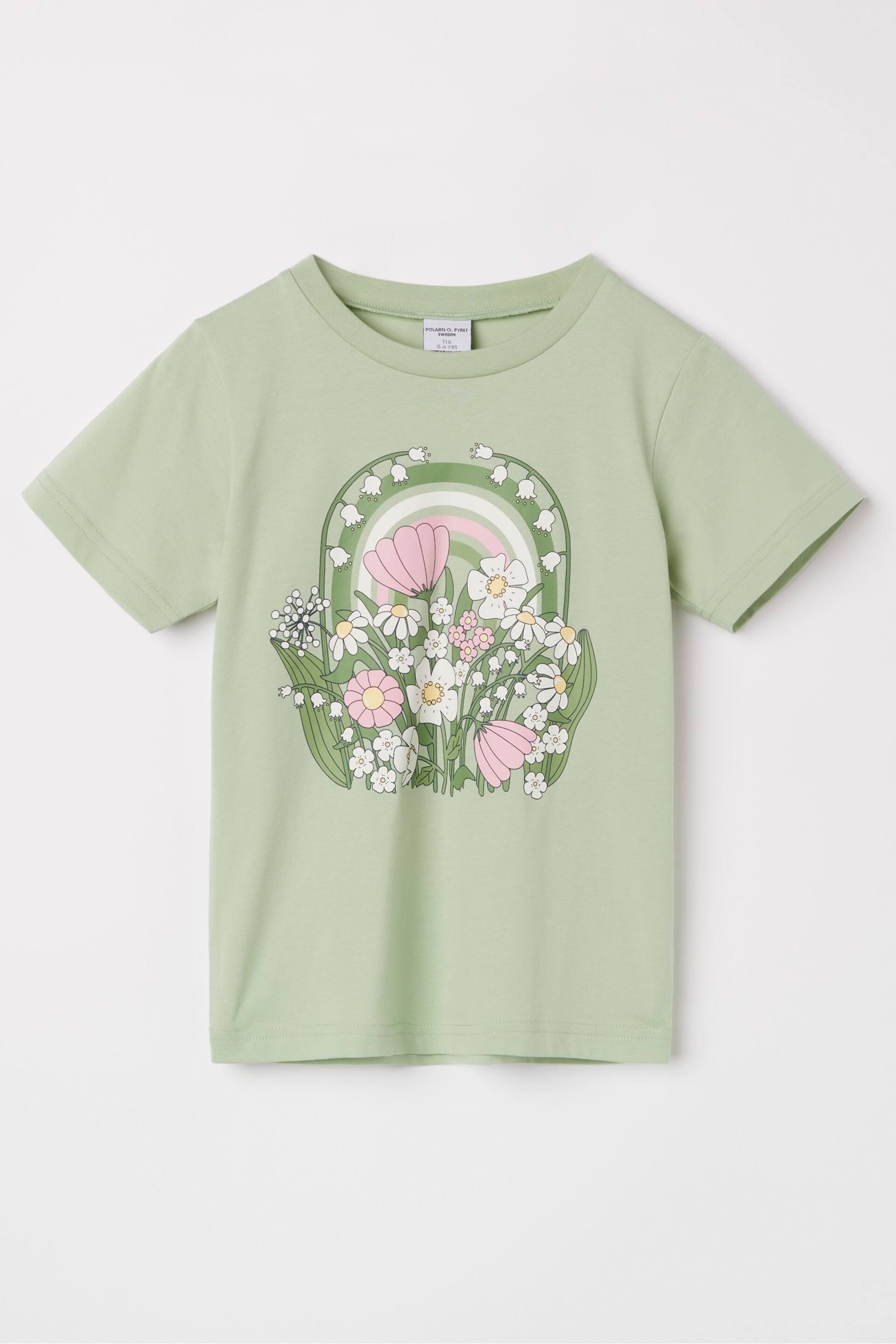Polarn O Pyret  Organic Cotton Floral Print T-Shirt - Image 1 of 2