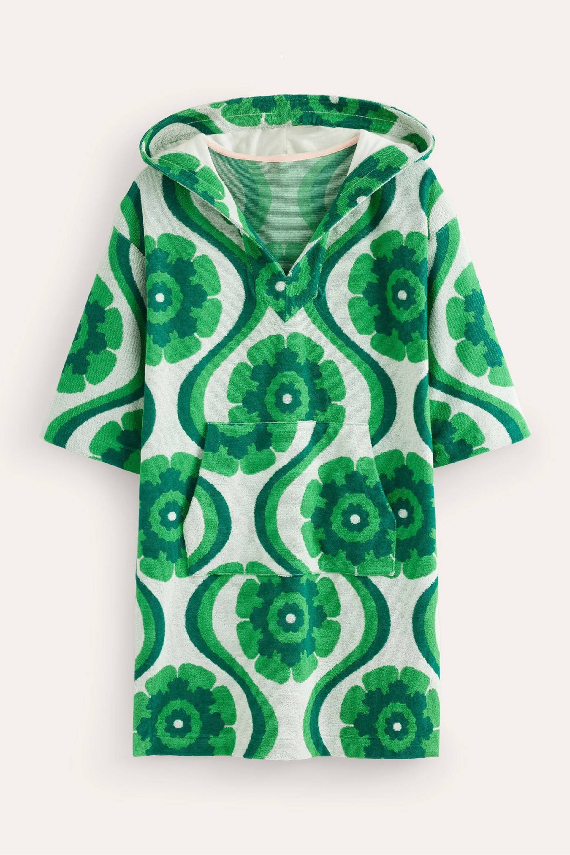 Boden Green Hooded Towelling Short Kaftan - Image 5 of 5