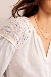 Boden White Cotton Smocked Blouse - Image 2 of 5